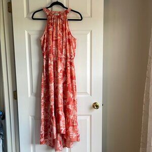 Nine West Coral Camouflage High-Low Dress